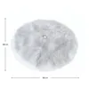 A round, fluffy white rug with a hole in the center, likely for a Christmas tree stand. Dimensions are indicated by measurement lines and text. Náhľad obrázku produktu
