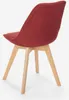 A red upholstered chair with wooden legs, shown from the back and side. Produktbild-Vorschau