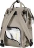 Back view of a beige diaper bag with straps and an open compartment showing diapers. Produktbild-Vorschau