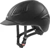 A black Uvex riding helmet is shown against a white background. Produktbild-Vorschau