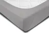 A close-up view of a gray fitted sheet on a mattress. Produktbild-Vorschau