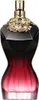 A perfume bottle with a black and red gradient body and gold floral accents on the neck. Voir les images du produit