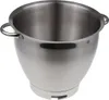A stainless steel mixing bowl with handles, isolated on a white background. Produktbild-Vorschau