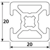 Länge 940mm - Design-Aluminiumprofil 20x20L 2 Nuten Produktbild-Vorschau 2