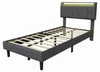 UnboxG Einzelbett 90x200 cm Grau aus Leinen mit Produktbild-Vorschau 12
