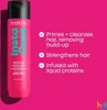 A product shot of a shampoo bottle with marketing text highlighting its benefits. Anteprima dell’immagine prodotto
