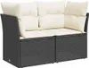 vidaXL Gartensofa mit Kissen 2-Sitzer Schwarz Poly Rattan Produktbild-Vorschau 1