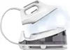 A steam generator iron and its base are shown with steam emanating from the iron. Anteprima dell’immagine prodotto