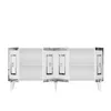 A white sideboard with silver mirrored door fronts and handles, shown with all four doors open. Anteprima dell’immagine prodotto