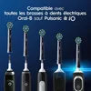 A collection of Oral-B electric toothbrush heads and handles, with text indicating compatibility. Produktbild-Vorschau