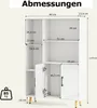 A diagram showing the dimensions of a white bookshelf. Voir les images du produit