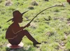 Gartenfigur Angler Manni mit Fisch 60x90cm auf Platte Produktbild-Vorschau 1