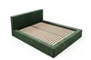A green upholstered bed frame with a wooden slat base, shown from a three-quarter angle on a white background. Produktbild-Vorschau