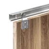 A close-up view of a sliding door track and roller mechanism attached to a wooden door. Produktbild-Vorschau