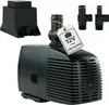 A black 12V water pump with accessories and a tag indicating low voltage. Produktbild-Vorschau