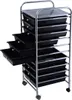 A rolling storage cart with multiple black drawers on a white background. Anteprima dell’immagine prodotto