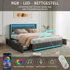 ProximaX lit rembourré 140x200 avec USB et type C, lit Voir les images du produit 7