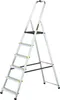 A silver aluminum step ladder with black steps and yellow accents, shown against a white background. Náhled obrázku produktu