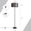 A floor lamp with dimensions indicated, and icons for bulb type and cable length. Produktbild-Vorschau