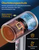 A close-up, cutaway view of a hairdryer's internal heating and airflow system, with marketing text highlighting its features. Produktbild-Vorschau
