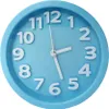 A close-up shot of a light blue analog alarm clock against a white background. Produktbild-Vorschau