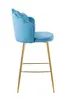 A side view of a blue bar stool with gold legs against a white background. Produktbild-Vorschau