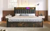 A bedroom scene featuring a bed with LED lighting and USB charging. Voir les images du produit