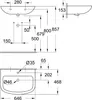 Technical drawing of a washbasin with dimensions. Anteprima dell’immagine prodotto