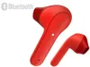 A pair of red wireless earbuds with a Bluetooth logo in the top left corner. Anteprima dell’immagine prodotto