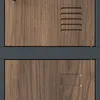 Close-up view of two locker doors with a wood grain texture and gray metal frames. Anteprima dell’immagine prodotto