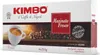 A box of Kimbo coffee beans with an image of a coffee cup and beans. Podgląd zdjęcia produktu