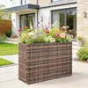 Outsunny Hochbeet mit verstellbaren Füßen PE-Rattan Produktbild-Vorschau 2