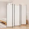 A white room divider is set up in a bedroom, partially obscuring a bed and a rug. Náhled obrázku produktu