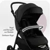 A close-up view of a black baby stroller, highlighting its features with text overlays and a graphic. Náhľad obrázku produktu