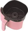 A pink and black air fryer basket with its internal rack is shown from a diagonal angle. Anteprima dell’immagine prodotto