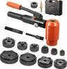 A collection of hydraulic knockout punch tools and accessories laid out on a white background. Náhled obrázku produktu