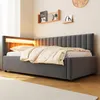 Gestoffeerd bed 90x200 cm, slaapbank met LED-verlichting, Productafbeelding-voorbeeld 2