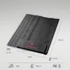 A black infrared sauna mat is shown laid out flat on a light gray background, with dimensions and weight indicated by text and icons. Produktbild-Vorschau