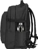Side view of a black backpack with a water bottle in the side pocket. Voir les images du produit