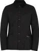 A black quilted jacket with a corduroy collar and button closure. Produktbild-Vorschau