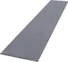 A long, narrow, dark gray rug with a high pile texture is shown from a diagonal angle against a white background.