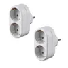 Two white electrical adapters are shown against a white background. Produktbild-Vorschau