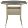 Gartentisch Ø80x75 cm Hartglas und Poly Rattan Beige Produktbild-Vorschau 2