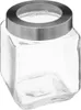A clear glass jar with a silver lid. Anteprima dell’immagine prodotto