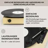 A collage of images and text describing features of a record player. Produktbild-Vorschau