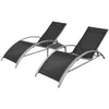 vidaXL Sonnenliegen mit Tisch Aluminium Schwarz -  Produktbild-Vorschau 3