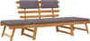 A wooden garden bench with gray cushions against a white background. Náhľad obrázku produktu