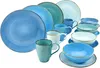 A collection of ceramic dishes and mugs in various shades of blue and green, arranged on a white background. Produktbild-Vorschau
