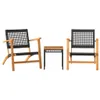 3-tlg. Bistro-Set Schwarz Poly Rattan und Massivholz Akazie Produktbild-Vorschau 1