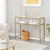 Gold Konsolentisch - Modern 2 Regale aus gehärtetem Glas Produktbild-Vorschau 3